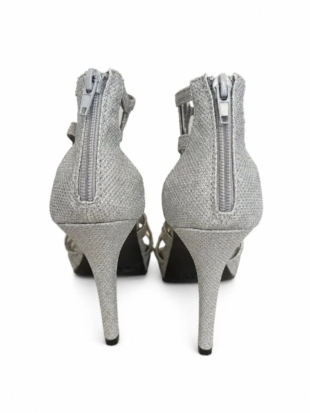 Report Silver Glitter Cage High Heel Sandals Size 7.5 Prom Wedding Party